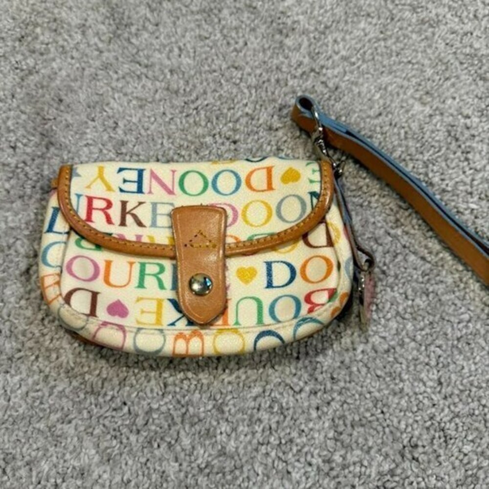 Dooney & Bourke Off-White Signature Wristlet Small Handbag Purse